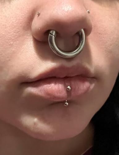 20G-2G Surgical Steel Hinged Clicker Septum Nose Rings Gauges Earrings Seamless Hoops Eyebrow Lip Ring Cliker Helix Tragus Daith Rook Earrings for Women Men - color: Silver, size: 8G(3mm)-12/14/16/19mm