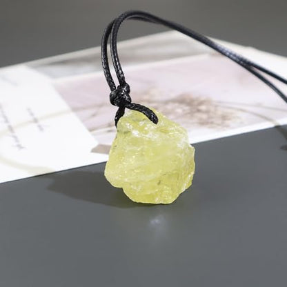 Natural Raw Crystal Necklace for Women Irregular Stone Necklaces Spiritual Gemstone Pendant with Adjustable Rope - color: A-Citine