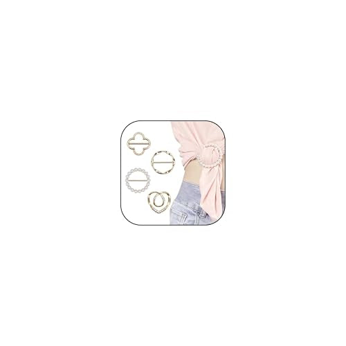 4PCS Scarf Ring Clip Scarf Rings for Women Button Covers for Women Blouses Shirt Tightener Clip Cinch Pin Clothes Jewelry - color: A4