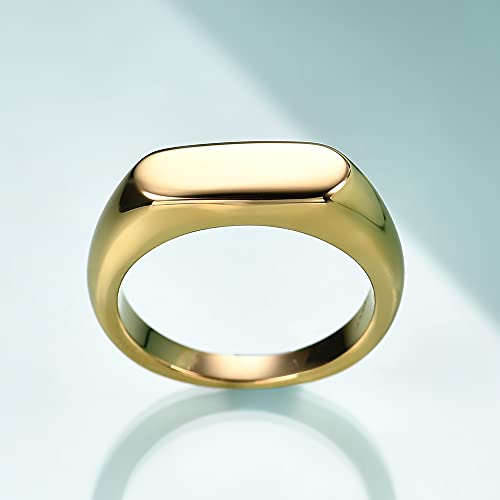 VQYSKO 14K Gold Plated Signet Ring | Statement Band Jewelry for Women - color: Gold