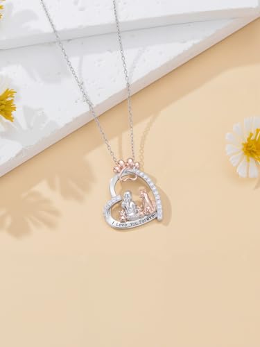 925 Sterling Silver Animal Necklace Heart Shape Dog/Rabbit/Cat Pendant Necklace for Women Animal Memorial Charm Jewelry Mother's Day Christmas Gifts - color: Dog and Women-3