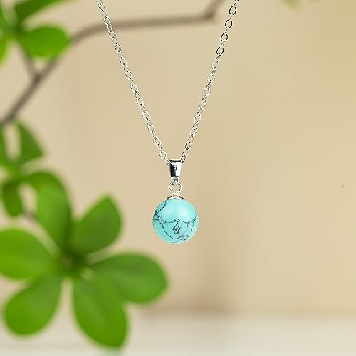 Natural Jade Necklace for Women Sterling Silver Adjustable Handmade Green Jade Pendant Necklaces Healing Crystal Necklace Good Luck Gift for Her - style: Turquoise Necklace