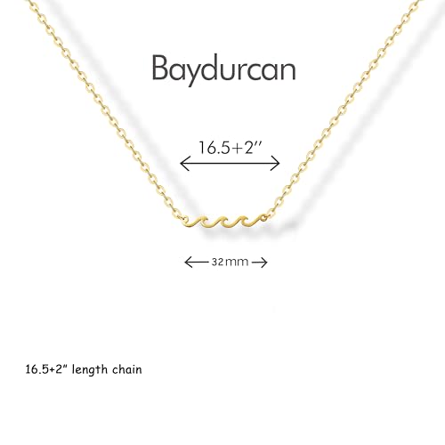 Baydurcan Dainty Gold Necklace for Women Ankh Mom Jesus Sun Star Necklace | 14K Gold Plated Pendant Necklaces Gifts for Friends Sister Mother, Birthday, Christmas, Graduation, Inspirational Gifts - style: Wave