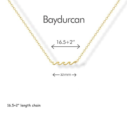 Baydurcan Dainty Gold Necklace for Women Ankh Mom Jesus Sun Star Necklace | 14K Gold Plated Pendant Necklaces Gifts for Friends Sister Mother, Birthday, Christmas, Graduation, Inspirational Gifts - style: Wave