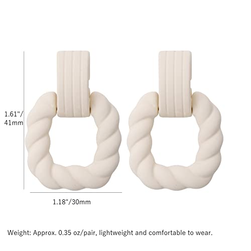RUOFFETA Rectangle Earrings for Women, Acrylic Square Earrings Twisted Geometric Statement Jewelry - color: Cream