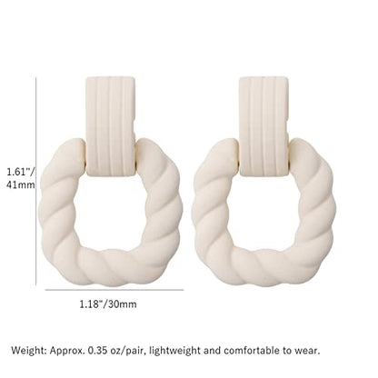 RUOFFETA Rectangle Earrings for Women, Acrylic Square Earrings Twisted Geometric Statement Jewelry - color: Cream