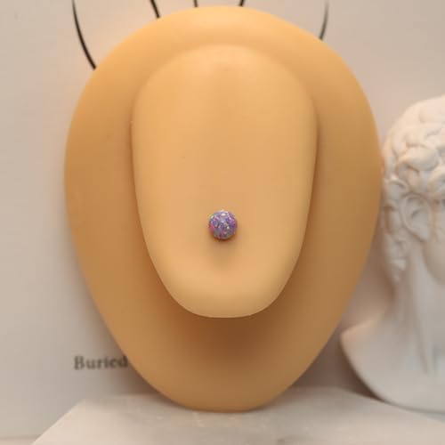 Opal Nipple Rings G23 Titanium Nipple Jewelry for Women Bridge Rings | 14G Nipple Piercings,Internally Threaded Nipple Barbells,1 Pair Tongue Rings,Nipple Bars,Straight Barbells 12mm-18mm - color: Styele2:Purple Opal,Silver, size: 14G+1/2"(12mm)