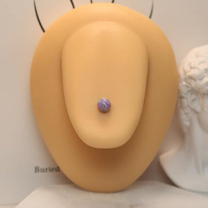 Opal Nipple Rings G23 Titanium Nipple Jewelry for Women Bridge Rings | 14G Nipple Piercings,Internally Threaded Nipple Barbells,1 Pair Tongue Rings,Nipple Bars,Straight Barbells 12mm-18mm - color: Styele2:Purple Opal,Silver, size: 14G+1/2"(12mm)