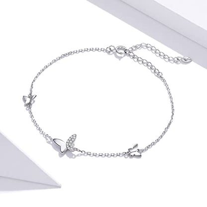 925 Sterling Silver Adjustable Bracelet for Women Jewelry Gifts - color: Silver Butterfly