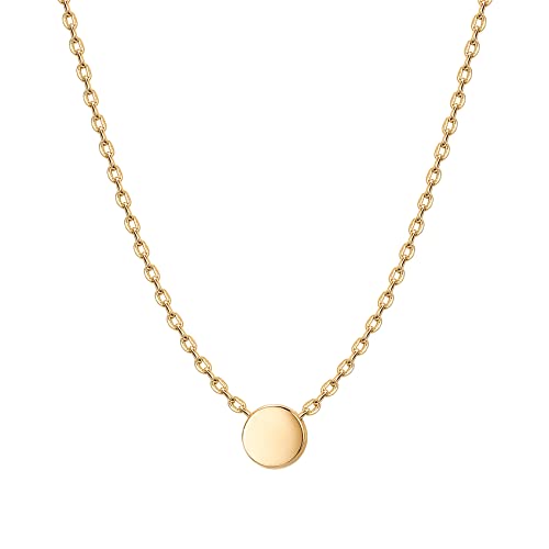 PAVOI 14K Gold Plated Dainty Cubic Zirconia Pendant Necklace for Women | Dot, Elephant, Butterfly, Pineapple, Lock, Knot, Palm Tree, Bow, Smiley Pendant | Layering Chain Necklaces - style: Dot