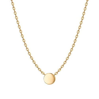 PAVOI 14K Gold Plated Dainty Cubic Zirconia Pendant Necklace for Women | Dot, Elephant, Butterfly, Pineapple, Lock, Knot, Palm Tree, Bow, Smiley Pendant | Layering Chain Necklaces - style: Dot