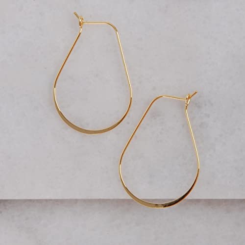 Oval Threader Hoop Earrings for Women - Lightweight Thin Earring Hoops | Plated in 18K Gold or 925 Sterling Silver, Hypoallergenic and Safe for Sensitive Ears - color: 1.4" inch - 18K Gold Plated