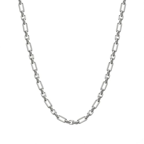 Paperclip Chain Necklace for Women, Dainty Layering Necklace, Minimalist Everyday Jewelry Gift for Her - color: White Gold
