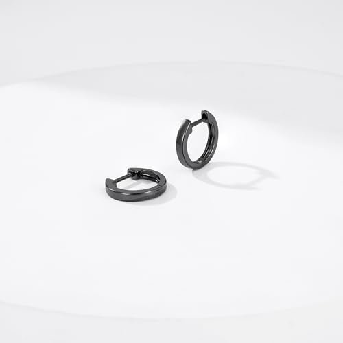 Gacimy Gold Huggie Earrings for Women, 14K Real Gold Plated, Small Hoop Earrings Cartilage Ear Cuff - color: Black, size: 15MM