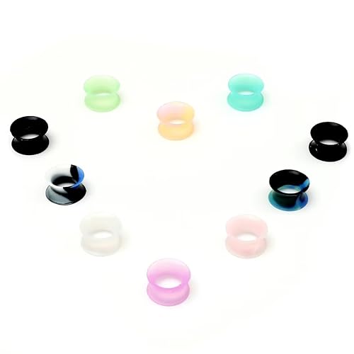 WBRWP 48/32/24/22/20/16/12pcs Ear Tunnels and Plugs - Double Flared Hollow Hard/Soft Silicone Ear Gauges - Ear Expander Stretcher Body Piercing Jewelry 8g-1" - color: 32PCS soft(thin) silicone set