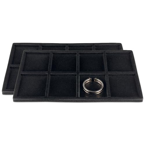2-Pack 8-Compartments Flocked Velvet Jewelry Display Inserts - Tray/Case Liners - Ring Earrings Storage, (Black) by The Display Guys - color: Black, size: Compartments - 8