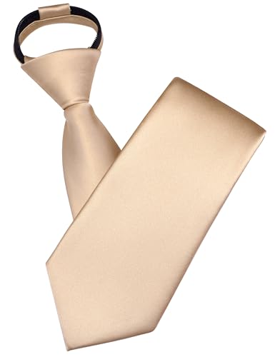 Branduce 3.15"（8cm） Mens Solid Satin Tie Pre-tied Adjustable Zipper Necktie for Business and Wedding - color: Champagne