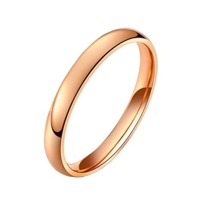 3mm Stainless Steel Classical Plain Stacking Band Statement Wedding Promise Ring For Women - color: Rose Gold
