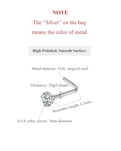 20G Nose Rings Hoops Studs, Stainless Steel Round CZ L Shaped Nose Screw Straight Studs, Hypoallergenic Diamond Double Nose Hoops, Clear Nose Rings For Women Men Nostril Piercing Jewelry - color: Gold 9 Studs + 3 Hoops