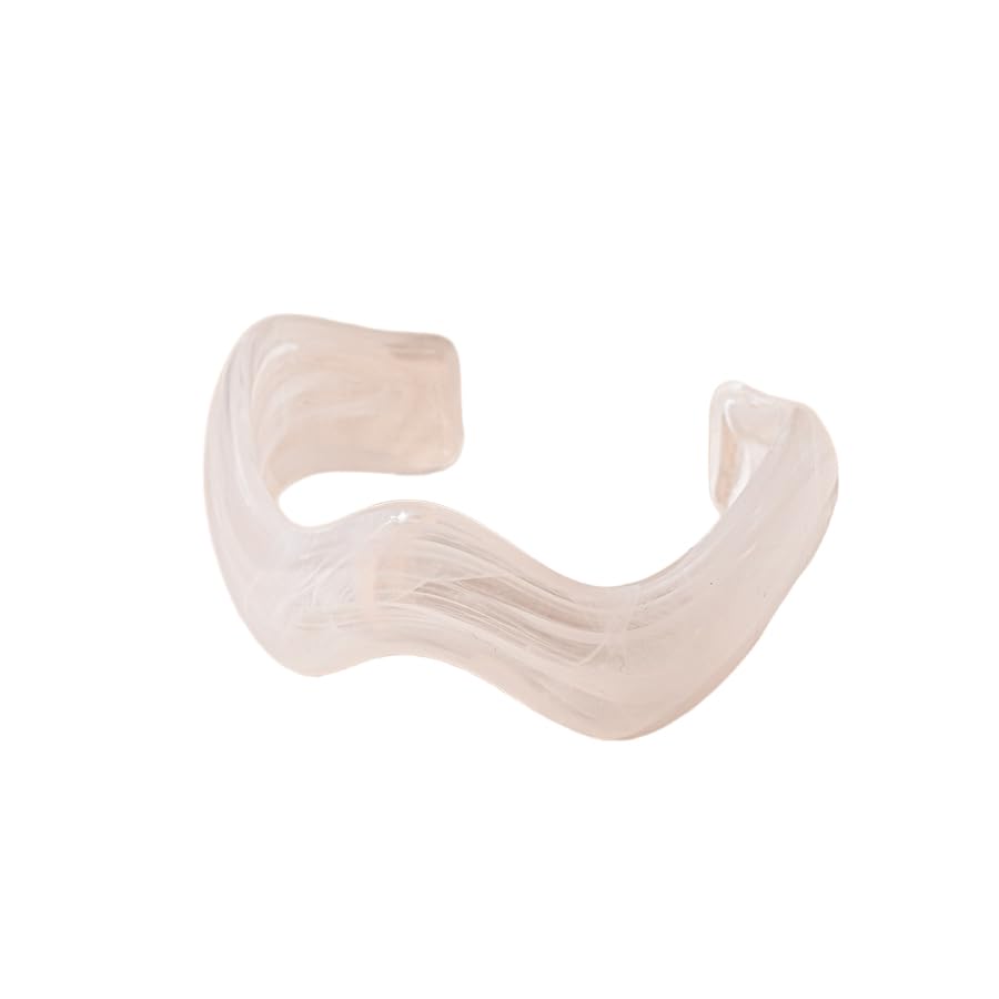 Creative Wave-shaped Opening Cuff Bracelets Statement Colorful Geometric Chunky Bangle Bracelets Acrylic Resin Irregular Wristbands for Beach Vacation Jewelry - color: White