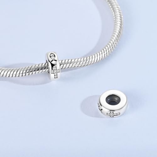 2pcs Stopper Spacer Beads for Pandora Bracelets, Sterling Silver Cross Ladybug Clip Spacer Charms For Bracelet DIY Jewelry Gift - color: Silver Cross