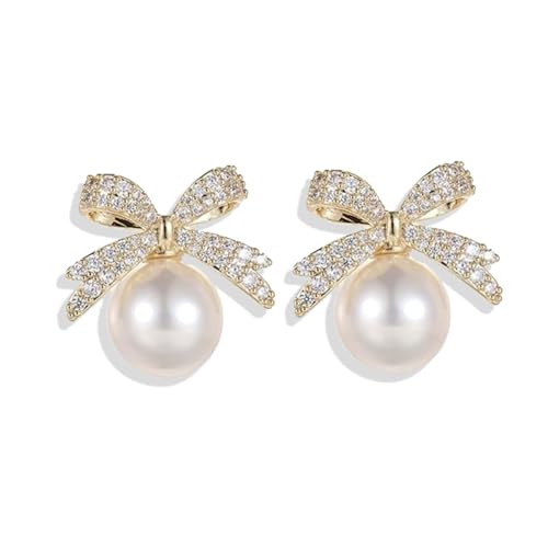 Pearl Bow Earrings for Women Coquette Aesthetic Jewelry Rhinestone Bow Earrings for Bridesmaids Wedding Party Accessories Bridal Costume Accents Bowknot Themed Gifts - color: A1:Bow Earrings