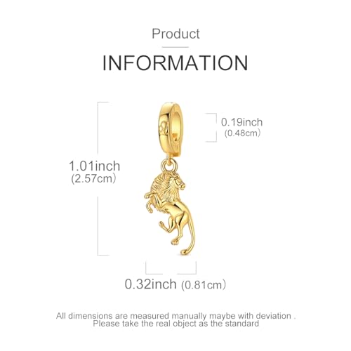 LAZA 925 Silver Charms for Bracelets and Necklaces Gold charms for Women | Summer Travel Party Lucky Zodiac Charms Clearance Pendant Beads Christmas Birthday Graduation Gift Jewelry for Women - color: Leo