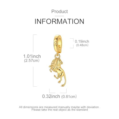 LAZA 925 Silver Charms for Bracelets and Necklaces Gold charms for Women | Summer Travel Party Lucky Zodiac Charms Clearance Pendant Beads Christmas Birthday Graduation Gift Jewelry for Women - color: Leo
