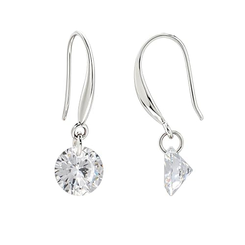 8 MM Cubic Zirconia Bare Diamond Cut Crystal Dangle Earrings for Women - color: Colorless