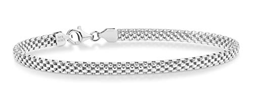 Miabella Italian 4mm Mesh Link Chain Bracelet for Women, Made in Italy | Fine Jewelry, Link Chain, Made in Italy - style: Length 8 Inches