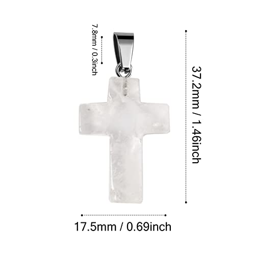 12PCS Natural Stone Cross Pendant Gemstone Charms Bulk for Jewelry Making | Healing Crystal Quartz Chakra Reiki Gemstone Pendants Charms Bulk for Necklace Craft - color: Clear Quartz Cross