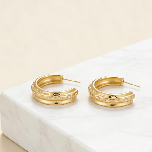 14K Gold Plated Chunky Hoop Earrings for Women Vintage Leopard Print Hoops Large Round Hoop Earrings Jewelry - style: Hoop G