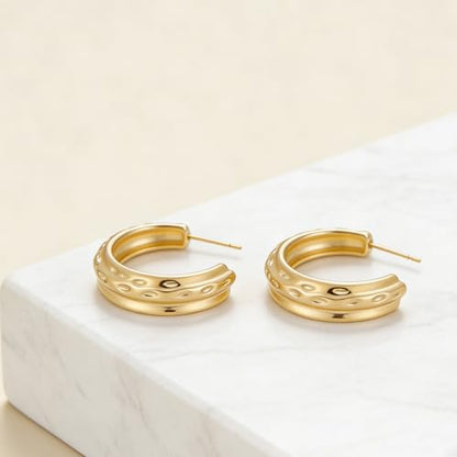 14K Gold Plated Chunky Hoop Earrings for Women Vintage Leopard Print Hoops Large Round Hoop Earrings Jewelry - style: Hoop G