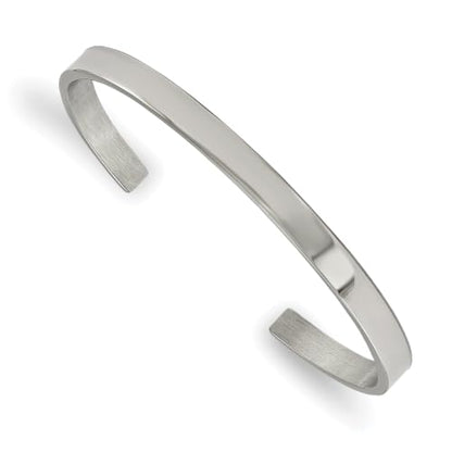 Chisel Polished Cuff Bangle in Stainless Steel, 5mm