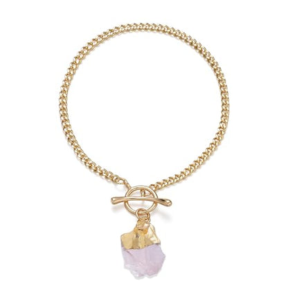 Crystal Bracelet for Women, Dainty 14K Gold Plated Chain Bracelet | Handmade Healing Crystals and Stones Spiritual Jewelry Gifts for Women - style: Rose Quartz Bracelet