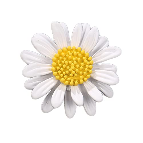 Multicolor Cute Daisy Flower Brooch Pins, Plant Sunflower Suit Lapel Pin,Pink Yellow White Sun Flower Dress Neckline Pin Enamel Charm Daisy Coat Collar Brooch for Women Girls Men Jewelry Gifts - color: C white