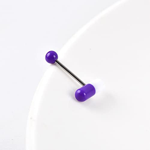 Generic 10Pcs Multicolor Stainless Steel Tongue Barbell Set - Modern Piercing Jewelry