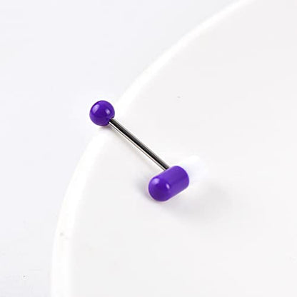 Generic 10Pcs Multicolor Stainless Steel Tongue Barbell Set - Modern Piercing Jewelry