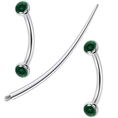 F136 Titanium 16g 6/8/10mm Eyebrow/Rook/Snug/Vertical-Labret/VCH/Snake-Eyes/Anti-Tragus/Christina/Daith/Belly-Button/Bridge/Hood/Surface Curved Barbell Piercing Jewelry for Women Men - color: Green, size: 10 mm (3/8 in)