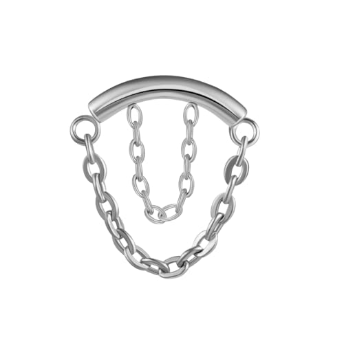 BelezaDosas G23 Titanium Labret Studs Threadless Push-in Labret Press Fit 16G Cluster Helix Lobe Conch Tragus Push Back Piercing Jewelry - style: silver 2 chain