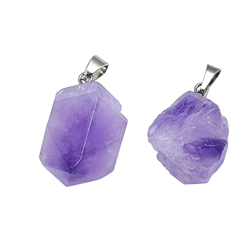 DanLingJewelry 20 pcs Natural Amethyst Pendants Tumbled Healing Crystal Chakra Reiki Gemstone Bead Charms for Necklace Jewellery Making - color: Amethyst- 20pcs