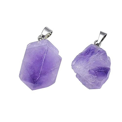 DanLingJewelry 20 pcs Natural Amethyst Pendants Tumbled Healing Crystal Chakra Reiki Gemstone Bead Charms for Necklace Jewellery Making - color: Amethyst- 20pcs