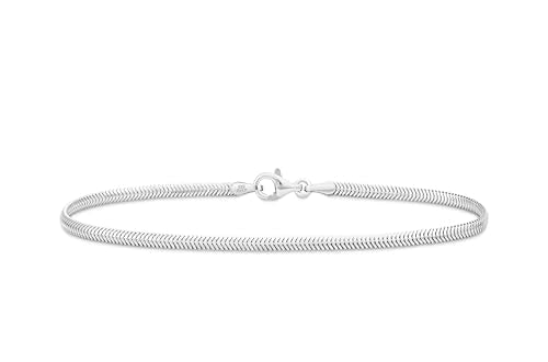 Miabella Italian Solid 925 Sterling Silver, 18K Yellow Gold Plated 2mm Domed Herringbone Snake Chain Link Bracelet for Women Men, Made in Italy - color: sterling silver, size: Length 8 inches