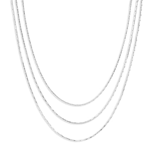 Milla Triple Necklaces for Women, Trendy Trpiple Chain Necklace Set | Stylish Gold Necklace Stack and Silver Layered Necklaces for Women made with 14K Gold Plated and Silver Plated Materials - color: Triple Snake Chain / Silver