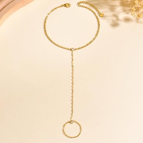 Dainty Cubic Zircon Foot Chain for Women 18K Gold Plated Stainless Steel Adjustable Ankle Bracelet Trendy Paperclip Cross Star Pearl Beach Summer Foot Jewelry Fashion Accessories Gifts for Women - color: Double Layer Lip-GD