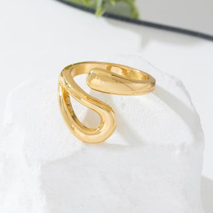 Gold Bangle Ring Set for Women Chunky Statement Jewelry Set Geometric Bangle Bracelet And Ring Minimalist Daily Wear Party Jewelry Gift - color: Gold A