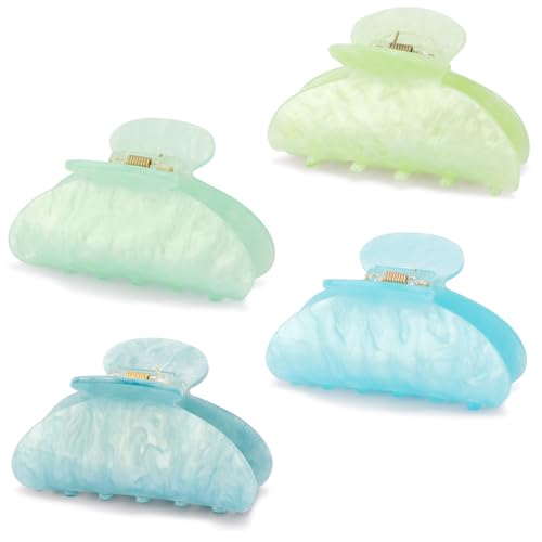 4Pcs Acrylic Claw Clips for Women Hair Accessories, Medium Sized Cute Trendy Claw Clips for Thick Thin Hair (Green) - color: Green