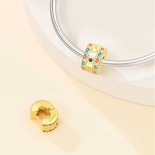 Gold Clip Stopper Charms for Pandora Bracelets Spacers Bead Charms Packs Jewelry Gift for Women - color: Golden Eyes-3 Packs