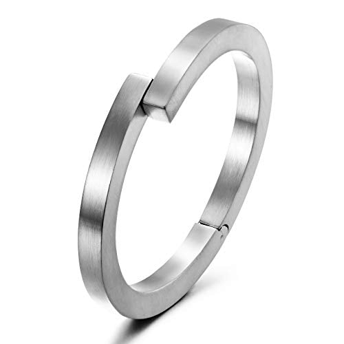 18K Screw Bar Cuff Bangle Polished Couple Bracelet Silver Women | Polished screw clasp bar cuff bangle, unisex chunky design, luxury couple friendship daily jewelry gift