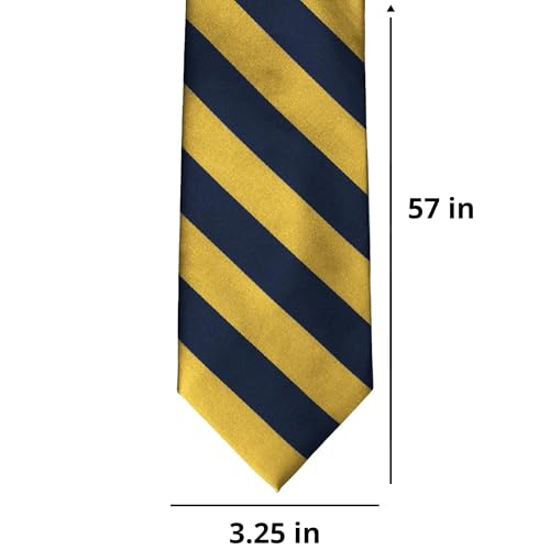 tiemart Men's Striped Tie Standard Length - color: Navy Blue and Gold